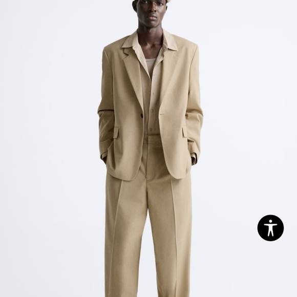 Blue textured two button relaxed fit Zara mens nwot blazer size 36 - Picture 2 of 14